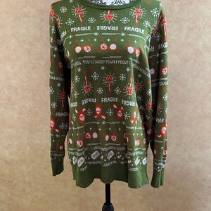 torrid Olive Green & Red Holiday Novelty Sweater - Crew Neck